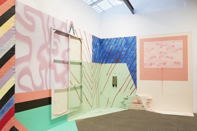 An installation view of Sarah Cain's "Burning Bush" exhibition at Galerie Lelong