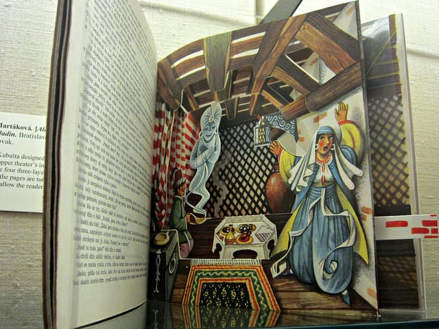 Inside one of the pop-up tales