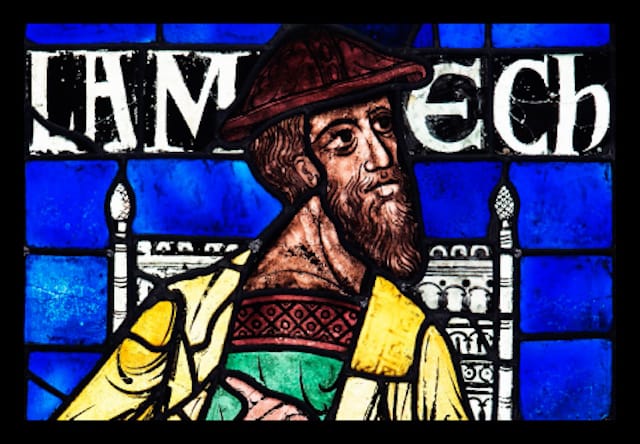 Lamech (detail), from the Ancestors of Christ Windows, Canterbury Cathedral, England, 1178–80 (via metmuseum.org)