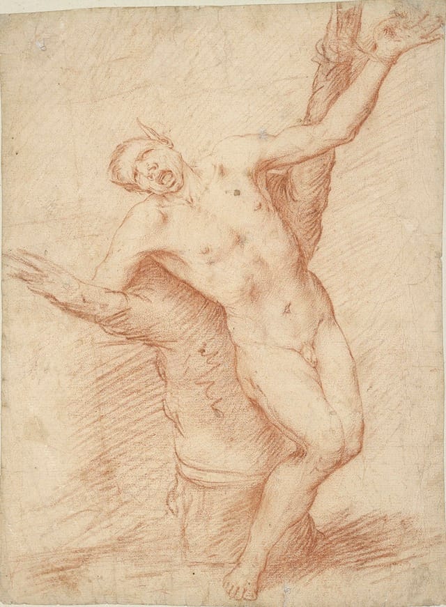 José de Ribera (1591–1652) Marsyas Bound to a Tree, ca. 1630s Red chalk The Morgan Library & Museum, New York; 1976.48 Purchased as the gift of Mr. Frederick R. Koch, 1976 Photography: Graham S. Haber