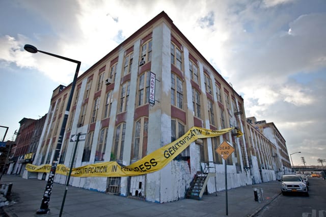 Last weekend, street artists GILF X BAMN collaborated to create this commentary on the destruction of the graffiti and street art hub that was 5 Pointz. (image by Andy Kim via Wooster Collective)