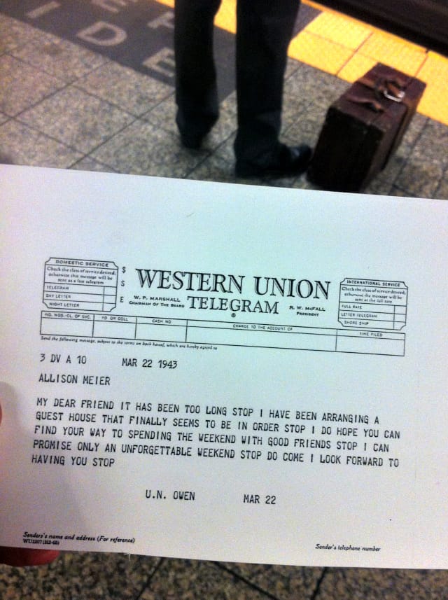 Western Union invitation to the gathering (photograph by the author)