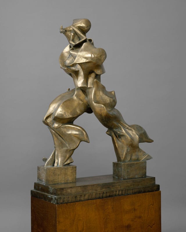 Umberto Boccioni, "Unique Forms of Continuity in Space" (Forme uniche della continuità nello spazio) (1913, cast 1949), bronze, 121.3 x 88.9 x 40 cm (The Metropolitan Museum of Art, New York) (© The Metropolitan Museum of Art) (image via Art Resource, New York) (click to enlarge) 