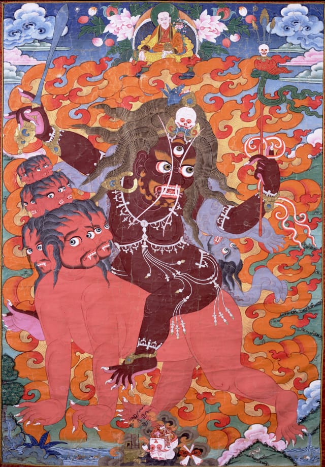 Zombie-Riding Protectress Central Tibet; 19th century Pigments on cloth Rubin Museum of Art Gift of Shelley and Donald Rubin C2006.66.10 (HAR 193)