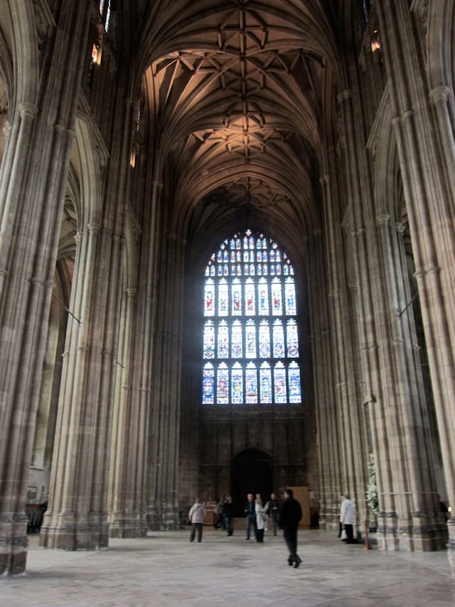 Canterbury Cathedral, showing the high positioning of some of its stained glass