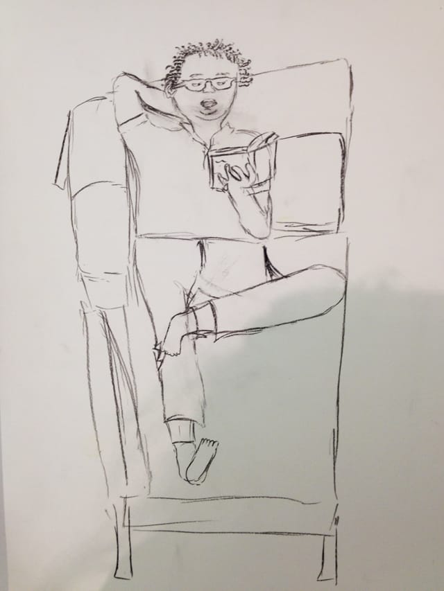 Daddy, Pencil on Paper, by Willa Schwabsky (courtesy her mother, whose shadow is seen on the lower corner)