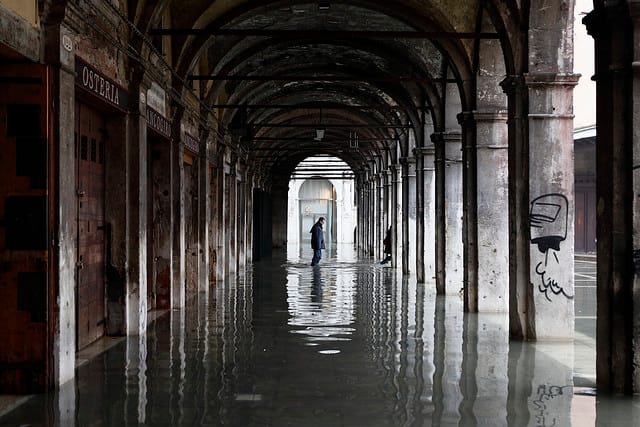 High tide floods Venice, Italy in 2010 (photograph by Roberto Trm, via Flickr)