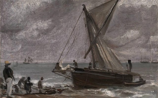 John Constable, "Beaching a Boat, Brighton" (1824) (Tate Gallery, via Telegraph)