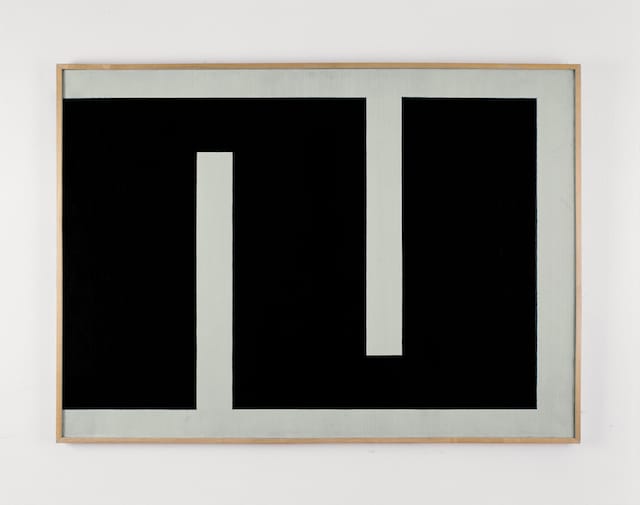 Knifer, M 69 4-3 (1969, acrylic on canvas, 26 3_4 x 37 3_8 inches)