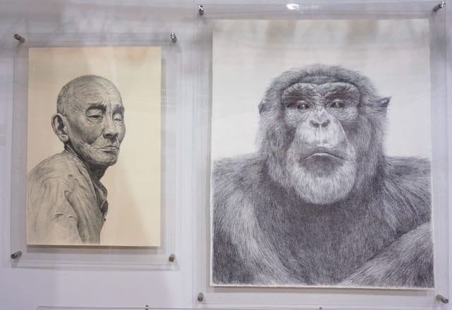 Guno Park's "Man" and "Ape" (both 2014)