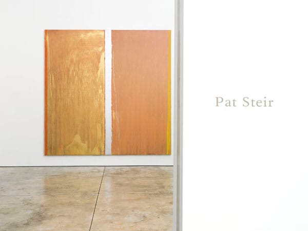 Installation view showing Pat Steir's "Colors Without Names" (2013), oil on canvas, 132 x 132 in (click to enlarge)