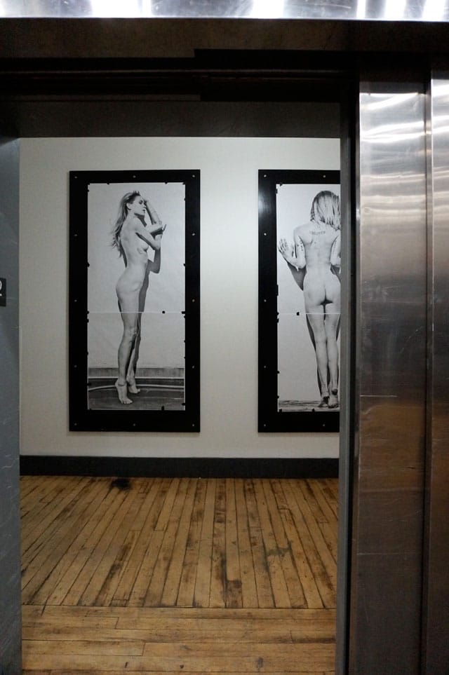 Tamara Weber's nude drawings, as seen from the elevator