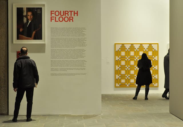The entrance to the fourth floor of the Whitney Biennial, which was curated by Michelle Grabner. (all photos by the author for Hyperallergic unless otherwise noted)