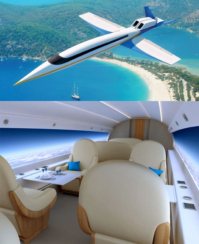 The world's first supersonic private jet will not have windows but livestreaming screens. It is designed by Boston-based Spike Aerospace. "An array of cameras installed on the outside of the cabin will feed images through to the displays, which will then be stitched together to create panoramic views." (via Dezeen)