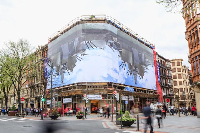 Mike Bouchet and Paul McCarthy's banner in Bilbao (all images courtesy Marlborough Chelsea)