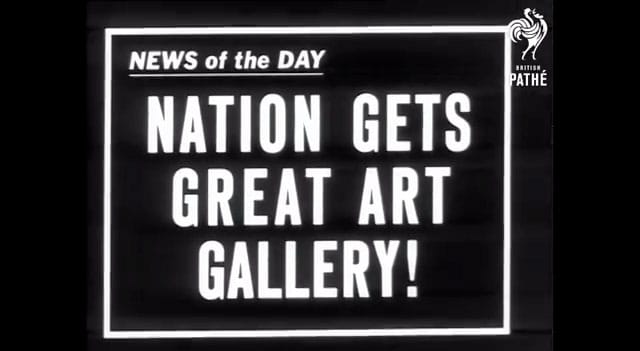Still from British Pathé's newsreel on the opening of the National Gallery in Washington, DC, ""News of the Day. Nation Gets great Art Gallery!" (screenshot via YouTube)