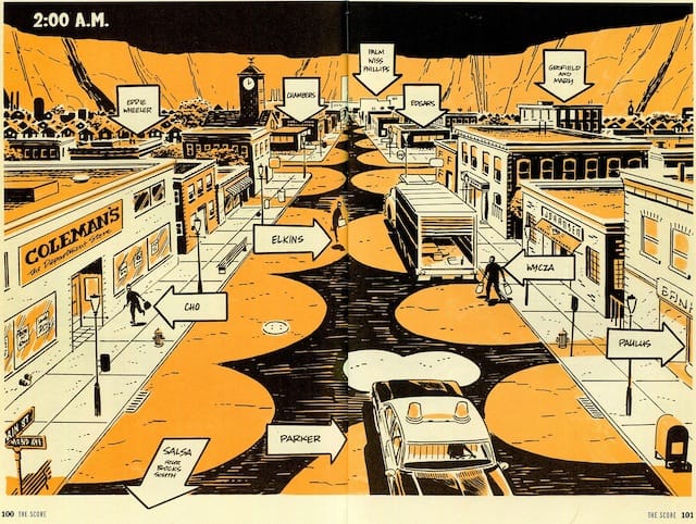 Darwyn Cooke, Copper Canyon, from 'Parker: The Score' (all images via comiccartography.tumblr.com)