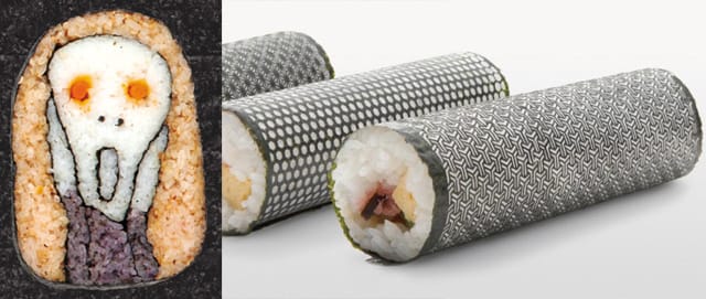 Spoon & Tamago is always on top of the latest sushi design trends, so check out (left) Tama-chan’s unique sushi rolls and seaweed seller Umino Hiroyuki and the creative agency I&S BBDO have found a way to laser-cut seaweed sheets to create Design Nori. (via Spoon and Tamago)
