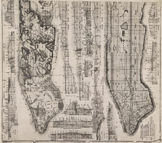 Geologic map and sections of Manhattan Island, State of New York (1898) (via New York Public Library Map Division)