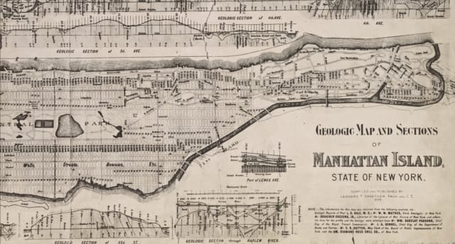 Geologic map and sections of Manhattan Island, State of New York (1898) (via New York Public Library Map Division)