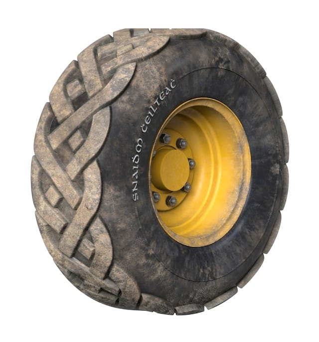 Historic Preservationist Series (Heavy Equipment Tires) Four archival dye-infused prints on aluminum, 30” x 28”, 2014   1) Snaidhm Cheilteach (Celtic knot) After Irish cable knit patterns