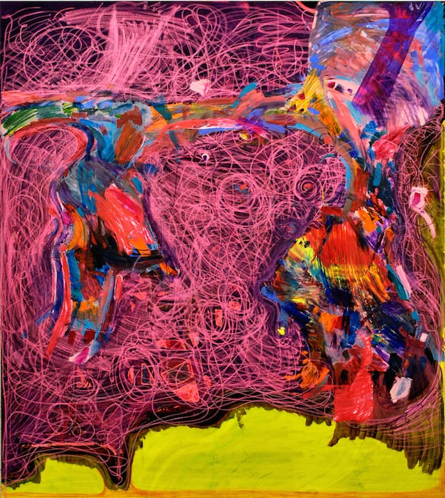 Joanne Greenbaum, _Untitled_ (2014), oil, ink, acrylic and flashe marker on canvas