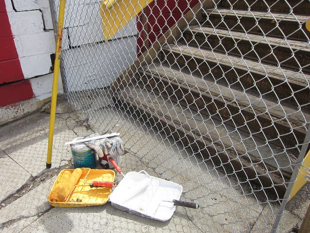 Painting materials in the New York State Pavilion