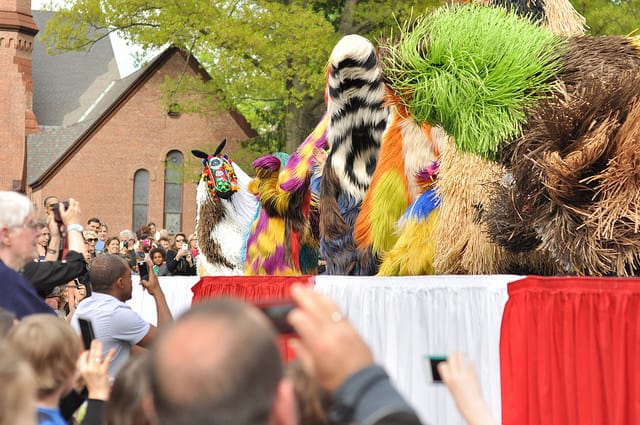 A scene from the Nick Cave performance that accompanied the opening day event. You can see artist Hank Willis Thomas in the middle left snapping a photo of the performance.