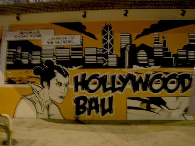 South Island Cultural District street art at night