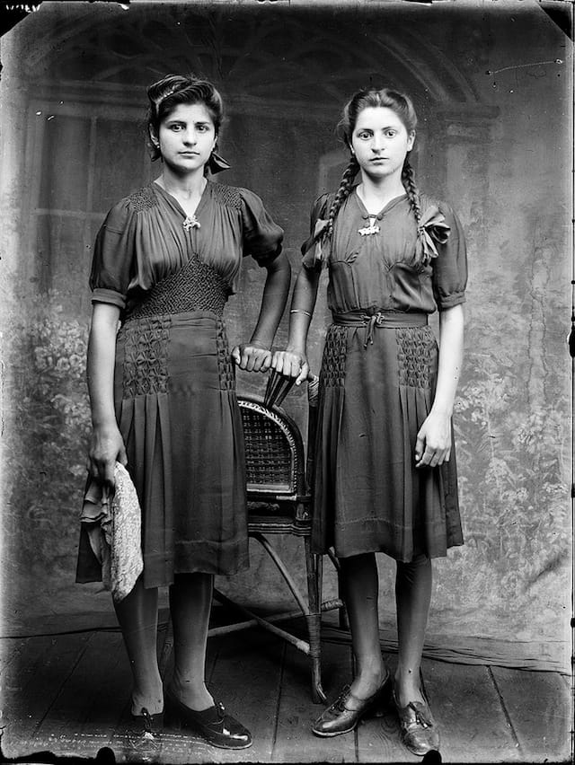 Matching dresses in the studio (via Costică Acsinte Archive)