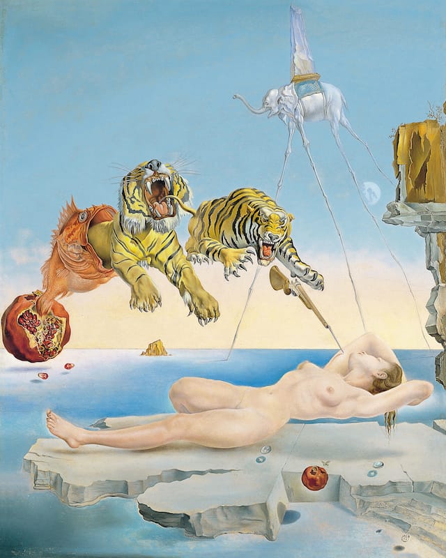 "Dream caused by the Flight of a Bee around a Pomegranate a Second before Waking up" by Salvador Dali (Image via Museo Thyssen Bornemisza) 