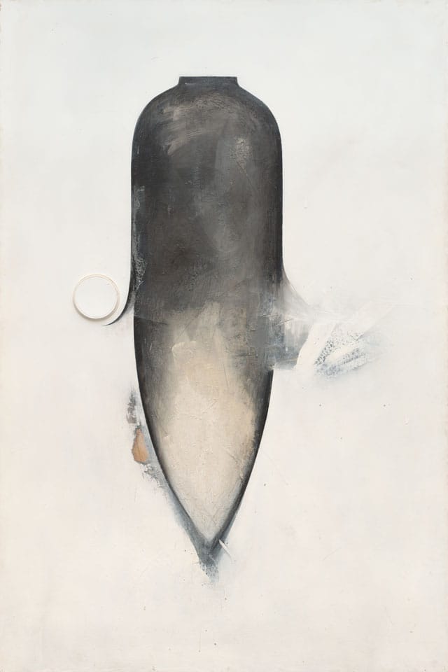 JAY DeFeo, "Lotus Eater No. 1" (1974), acrylic with collage on Masonite, 72 1/2 x 48 1/2 in (184.2 x 123.2 cm) (click to enlarge)