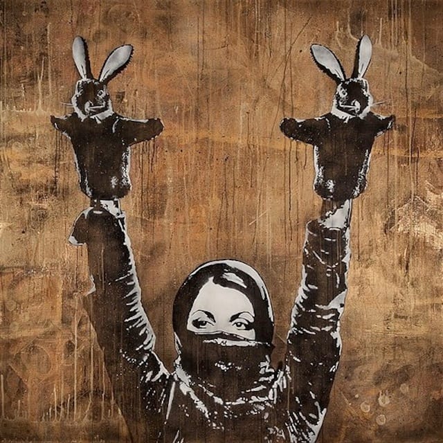 Norwegian street artist Dot Dot Dot's contribution to the #sisiwarcrimes campaign (Image via tumblr)