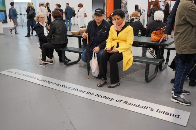 People resting by Koki Tanaka's Frieze Project