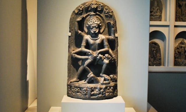 "The Hindu diety Vishnu in the form of the man-lion Narasimha," roughly 1100-1200.