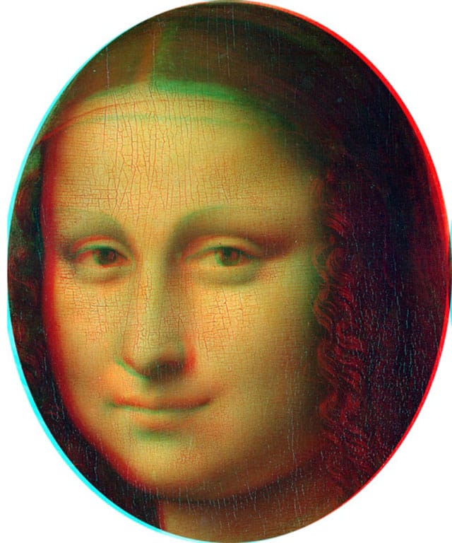 Mona Lisa face in 3D/red-cyan anaglyph