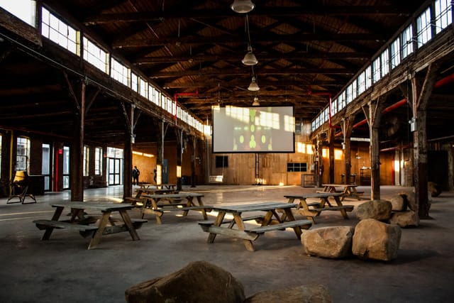 Rico Gatson's "Promise of Light" being projected in the space during preparations for the big night (© Richard 