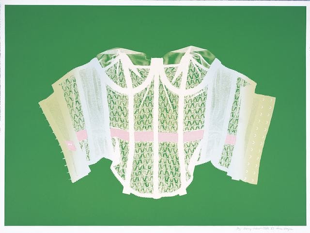 June Wayne, "Merry Widow (State I), Next of Skin Series" (1980).  Color Lithograph printed by Edward Hamilton.The June Wayne Collection, courtesy Louis Stern Fine Arts.