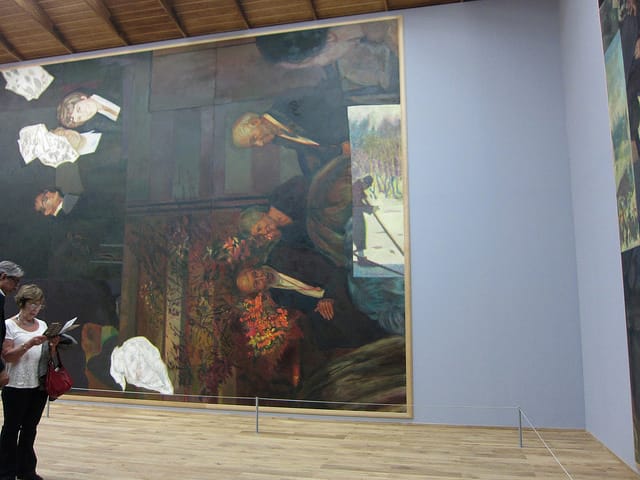 Inside "The Dark Chapel" with Soviet-style paintings