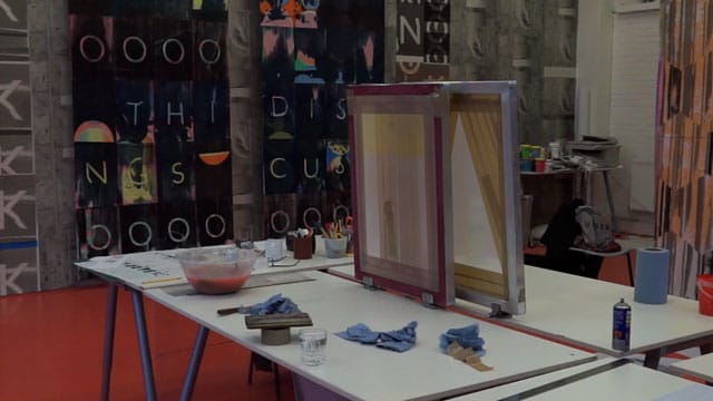 Installation view, Ciara Phillips, 'Workshop (2010–ongoing' at The Showroom (screenshot via Vimeo)