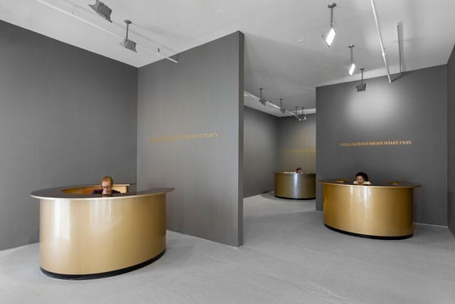 Installation view, 'Adrian Piper: The Probable Trust Registry' at Elizabeth Dee (photo by Etienne Frossard, © Adrian Piper Research Archive Foundation Berlin)