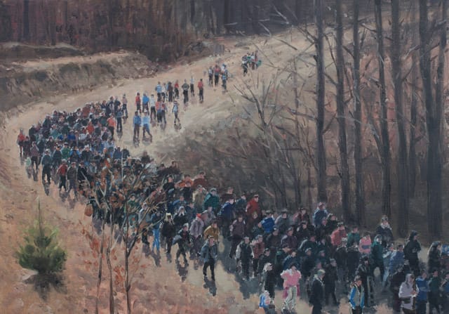 Serban Savu, "Procession" (2012), 35x50 cm, oil on canvas