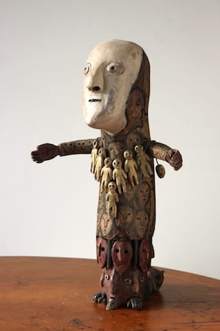 Richard C. Smith, “Time Bearer” (2013), found wood, 17 in tall (courtesy of Henry Boxer Gallery, London)