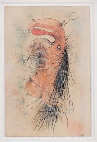 Wols, Untitled, End 1942/Early 1943. Ink and watercolor on structured paper 7.83 x 5.04 in. Karin und Uwe Hollweg Stiftung, Bremen