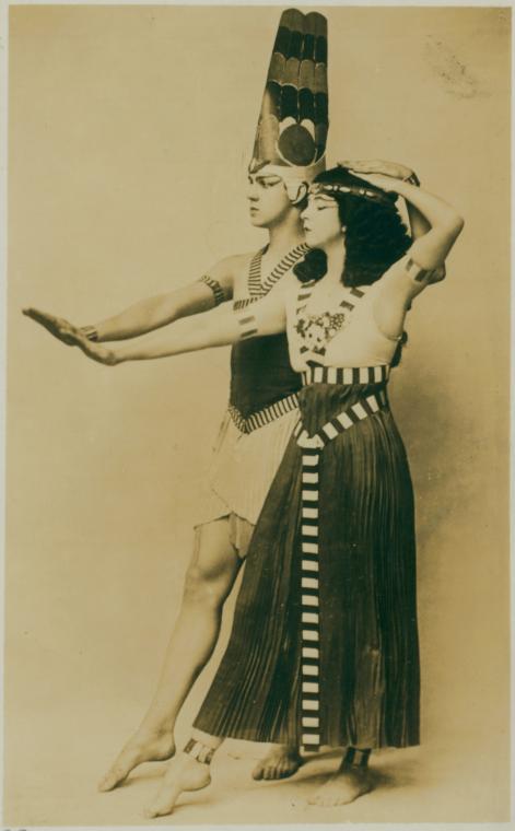 Ted Shawn performing with his wife, Ruth St. Denis, in the Egyptian ballet in TK (photo via Wikimedia) (click to enlarge)