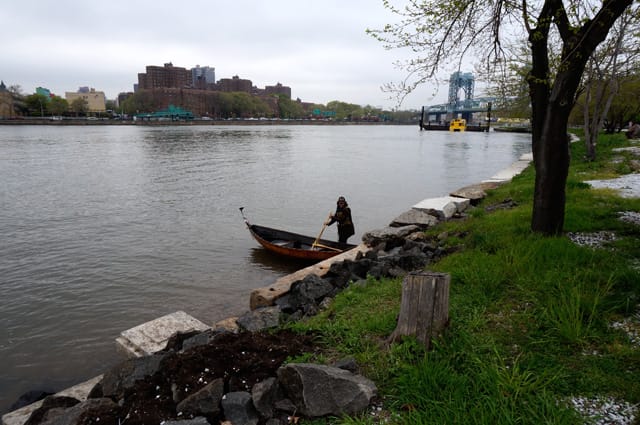Lorenz with her hand-built rowboat