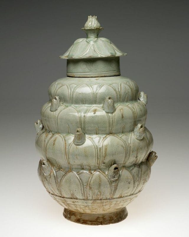 Chinese, Yue-ware Covered Jar, late 10th-11th  century. (Images courtesy of the RISD Museum,  Providence, RI.)