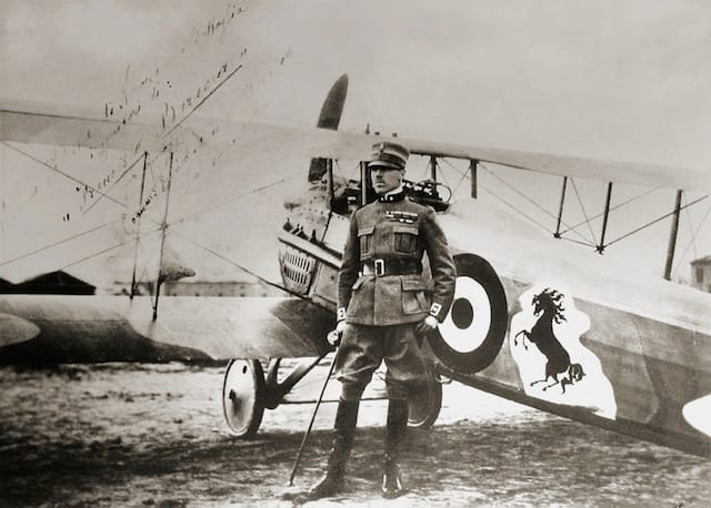 Francesco Baracca in front of his plane (Image via Wikimedia Commons) 