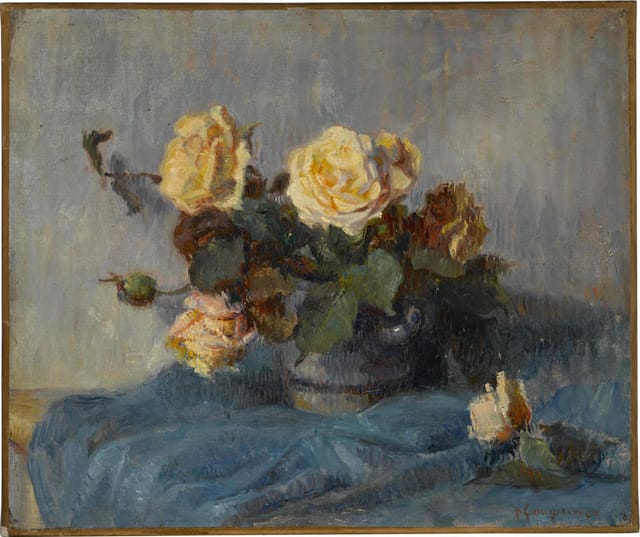 Paul Gauguin, "Bouquet de roses" (1884), signed and dated 'p Gauguin 84' (lower right), oil on canvas, 46.4&nbsp;x 55.4cm&nbsp;(18 1/4&nbsp;x 21 13/16in) (via Bonhams)