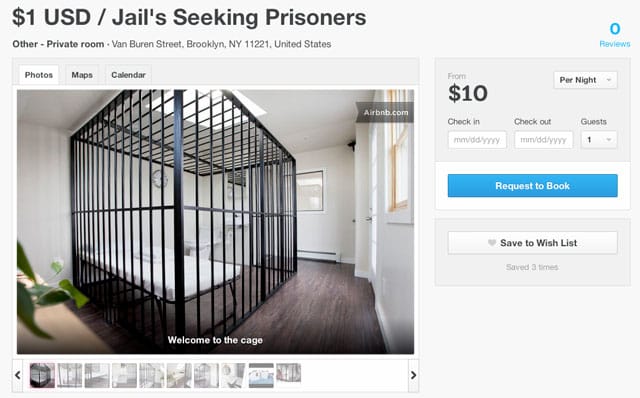 Screenshot of Miao Jiaxin's cage listing on Airbnb (via airbnb.com)